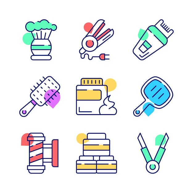 Agarre este conjunto de iconos de barbería cuidadosamente elaborados listos para usar en sitios web y aplicaciones móviles