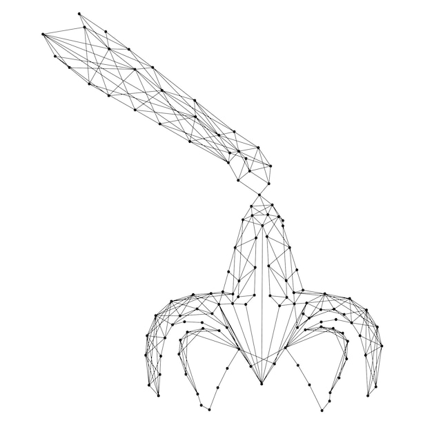 Agarre, dispositivo de carga, de puntos y líneas negras poligonales futuristas abstractas. Ilustración vectorial.