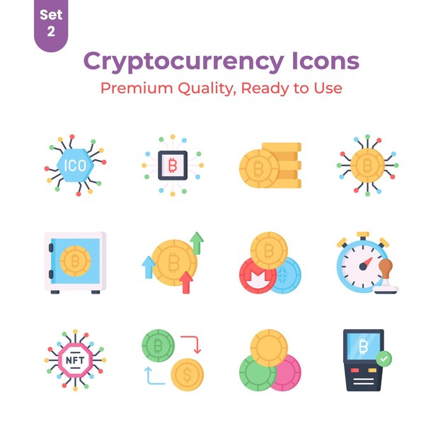 Agarre este hermoso y increíble conjunto de vectores de criptomonedas listo para su descarga premium