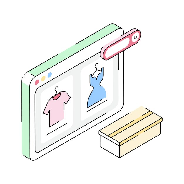 Agarre este icono de contorno isométrico fácil de usar de la venta de ropa