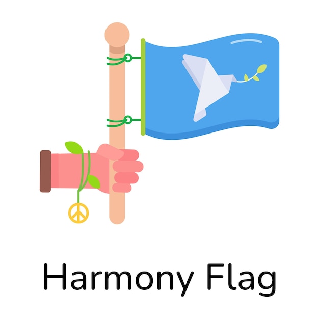 Agarre el icono de estilo plano de la bandera de la armonía