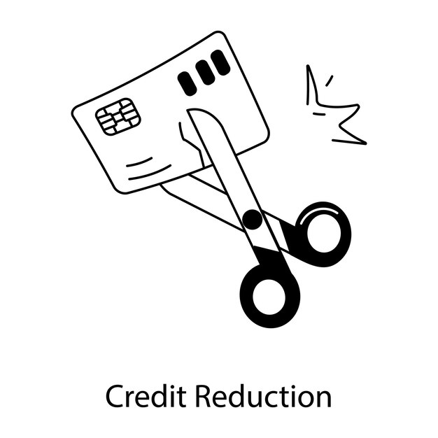 Vector agarre este icono de línea de reducción de crédito