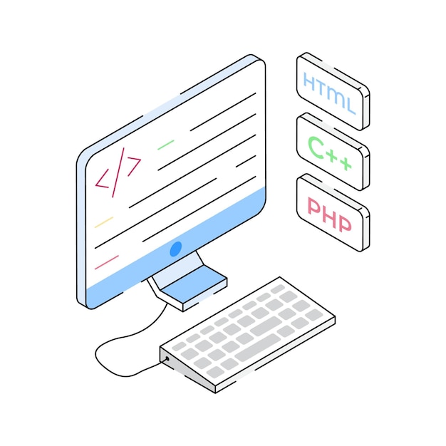 Agarre este increíble icono isométrico que muestra el software de programación