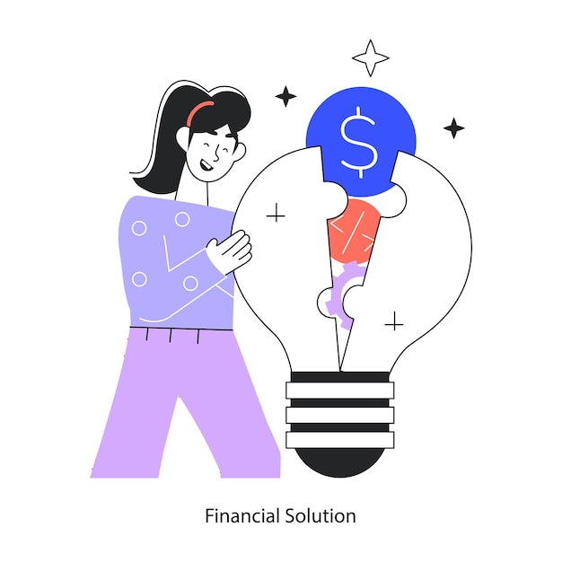 Agarre esta mini ilustración lineal de la solución financiera