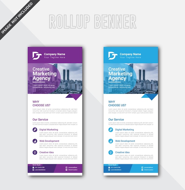 Agencia de expertos en marketing digital vectorial roll up banner standee design