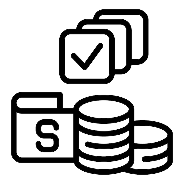 Agencia de ingresos dinero icono contorno vector global seo escena digital