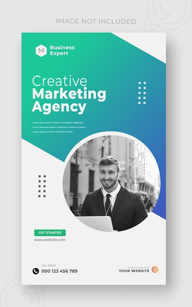 Agencia de marketing creativa y promoción de negocios Historia de Instagram o plantilla de diseño de fondo degradado de 2 colores