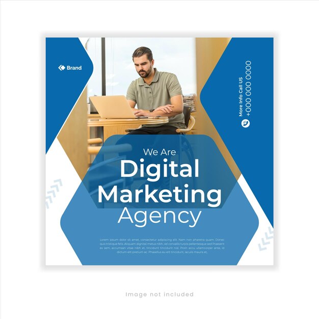 agencia de marketing creativo digital y plantilla de diseño de publicaciones en redes sociales corporativas