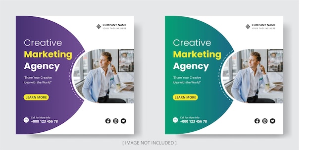 Vector agencia de marketing creativo diseño de banner de publicación de instagram en redes sociales