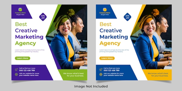 Vector agencia de marketing creativo folleto cuadrado de negocios corporativos diseño de banner de publicación en redes sociales de instagram