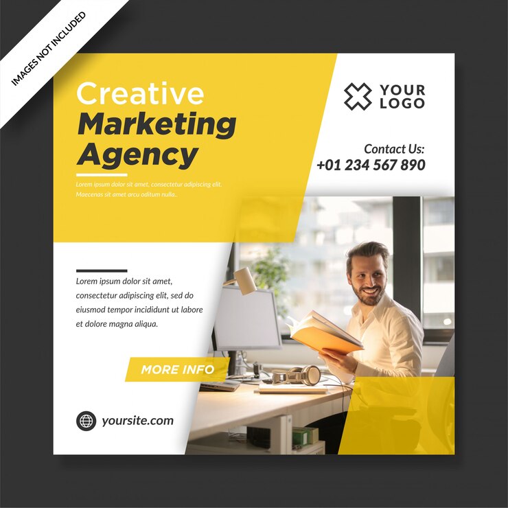 Vector agencia de marketing creativo para square social media post