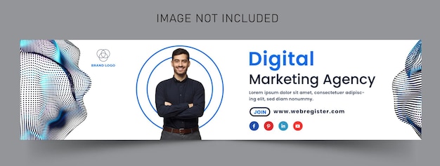 Vector agencia de marketing digital banner de portada de linkedin plantilla de diseño de vectores premium