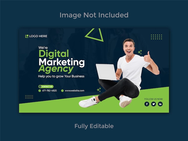 Agencia de marketing digital y diseño de plantilla de banner web corporativo