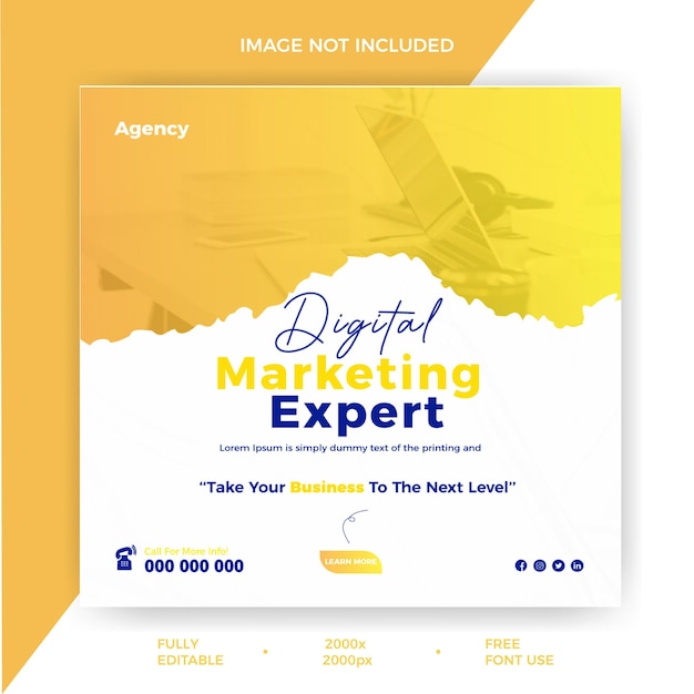 Agencia de marketing digital experto en negocios publicación en redes sociales Diseño de plantilla de banner de Instagram