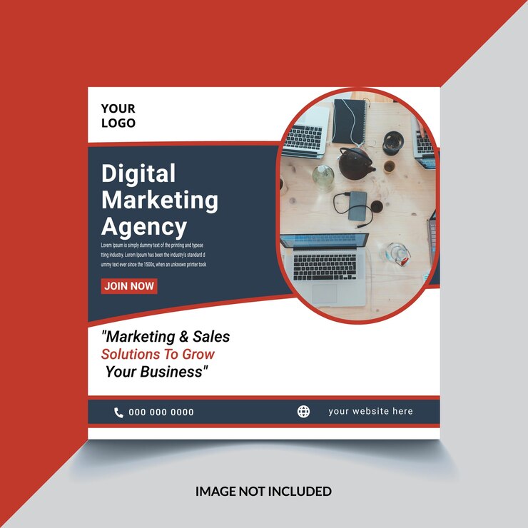 agencia de marketing digital instagram plantilla de diseño de publicaciones de redes sociales
