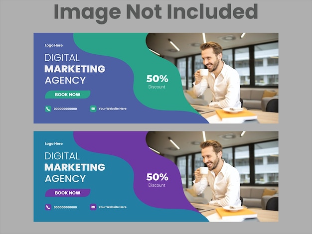 Agencia de marketing digital y plantilla de portada corporativa de facebook