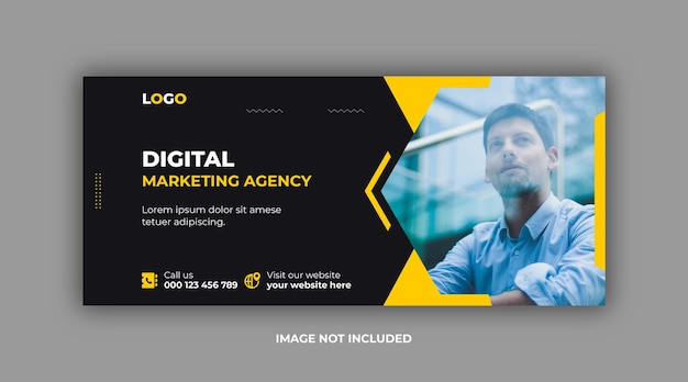 Vector agencia de marketing digital y plantilla de portada corporativa de facebook