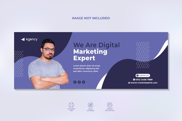 Agencia de marketing digital y portada corporativa de facebook y plantilla de banner web Vector Premium