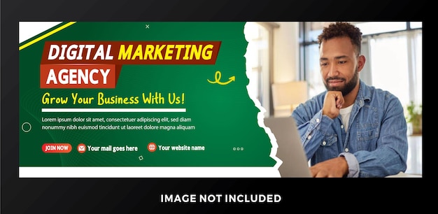 Agencia de marketing digital vectorial y plantilla de portada de facebook corporativa