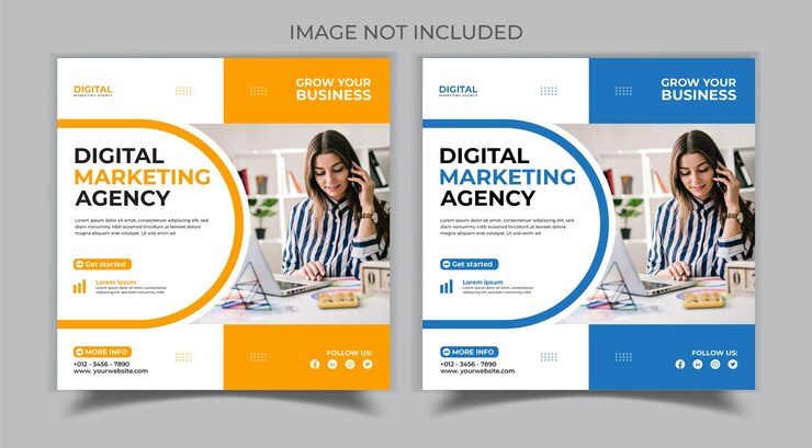 Agencia de marketing digital y volante de negocios corporativos publicación en redes sociales banner de plantilla de instagram