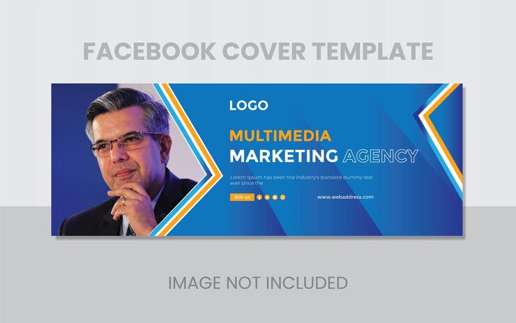 Agencia de marketing multimedia Portada de Facebook Diseño geométrico abstracto con diseño vectorial degradado Tem