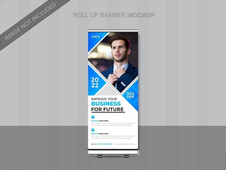 Agencia de marketing de negocios promocionales corporativos creativos Roll up stand banner Plantilla de diseño vectorial