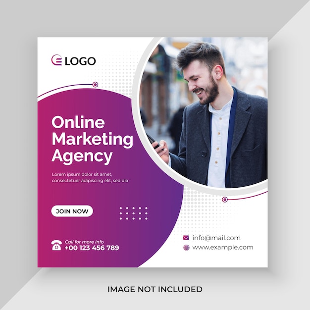 Agencia de marketing online y plantilla de publicación de redes sociales empresariales