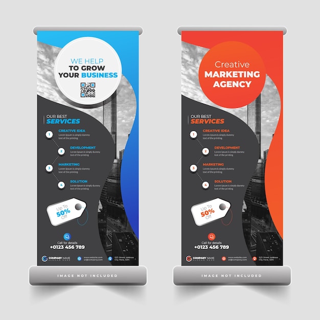 Vector agencia de negocios roll up banner o pull up banner design template