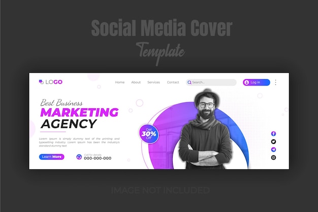 Agencia de soluciones de marketing digital y diseño de plantilla de portada de facebook empresarial
