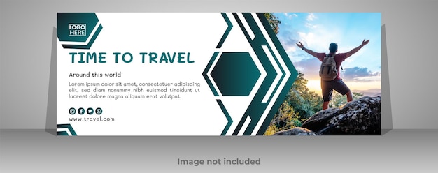 Agencia de viajes Medios sociales Plantilla de portada de foto de Facebook Plantilla de bandera de cubierta de marketing turístico