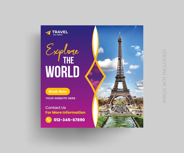 Agencia de viajes Viaje y viaje publicación en Instagram o publicación en redes sociales plantilla de banner web