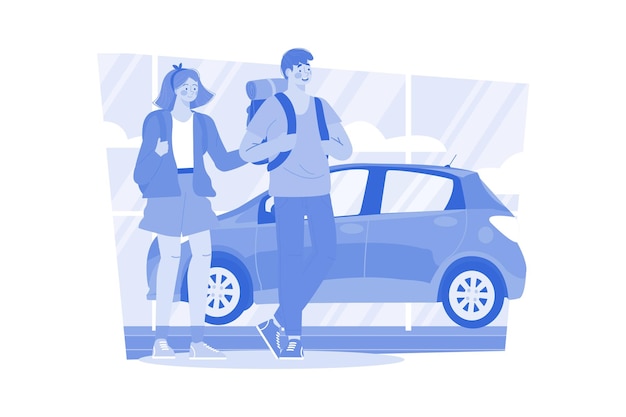 Agente de alquiler de coches que proporciona vehículos para exploración.