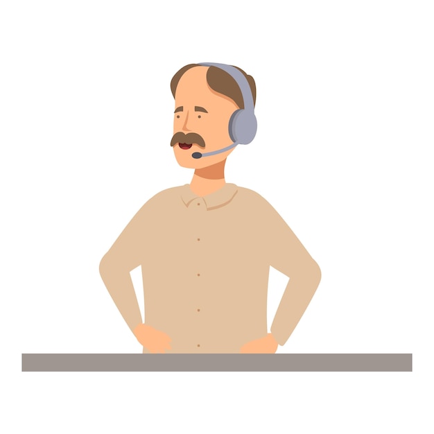 Agente de centro de llamadas confiado con auriculares hablando con el cliente