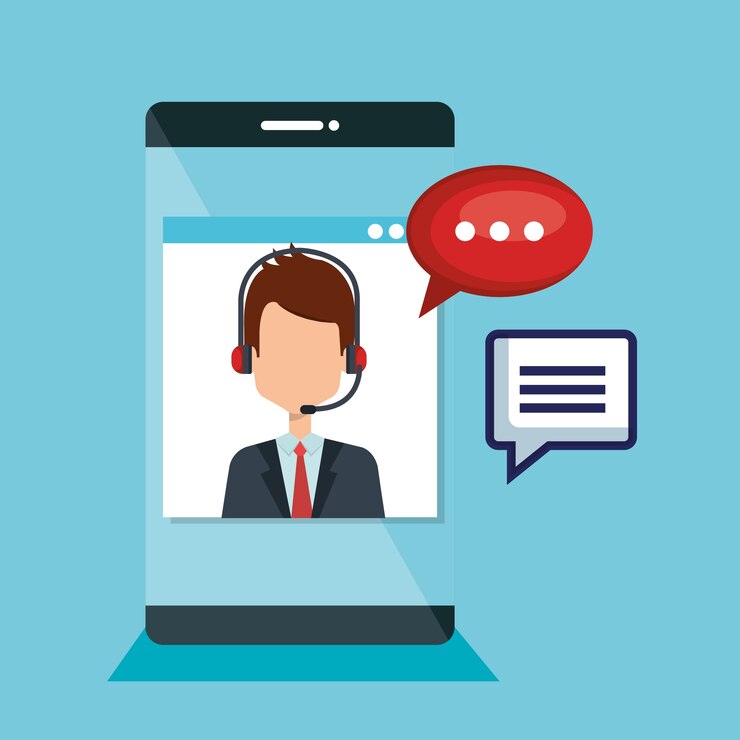 Vector agente de servicio al cliente con configuraciones