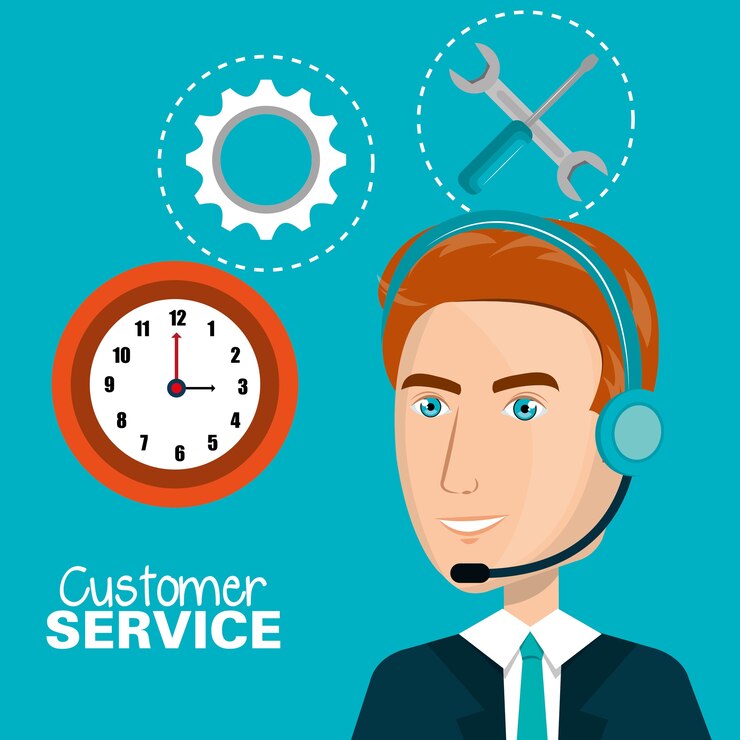 Vector agente de servicio al cliente que trabaja en línea