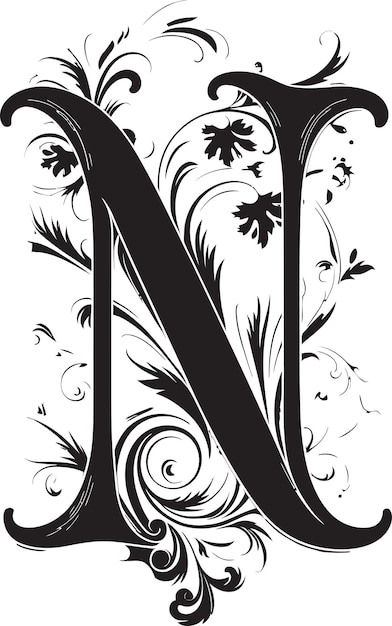 Agile Flourish Agile Letter N Decor Vector Noble Symphony Ornate Font N Vector Art (Letteras ágiles N Decoraciones vectoriales Nobles Sinfonías ornamentadas N Lecturas vectoriales N Arte vectorial