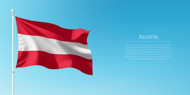 Agitando la bandera de Austria contra el cielo azul claro Copyspace