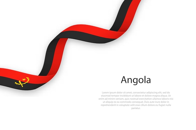 Agitando una cinta con la bandera de angola