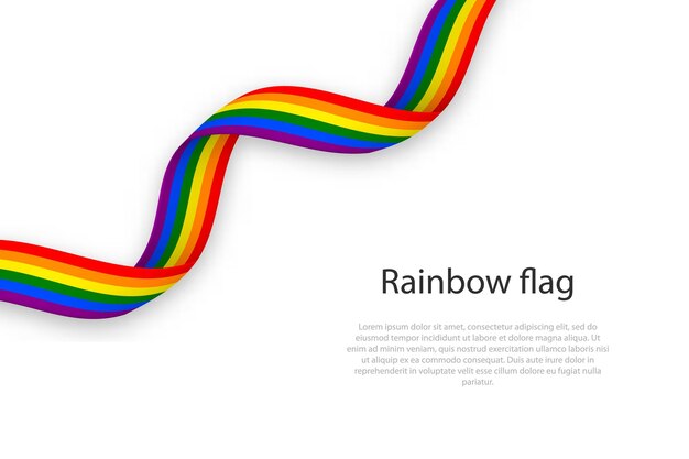 Vector agitando la cinta con la bandera del arco iris