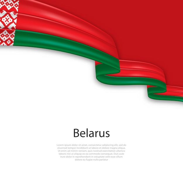 Agitando la cinta con la bandera de Bielorrusia