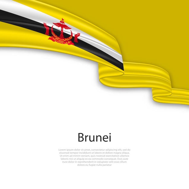 Vector agitando una cinta con la bandera de brunei