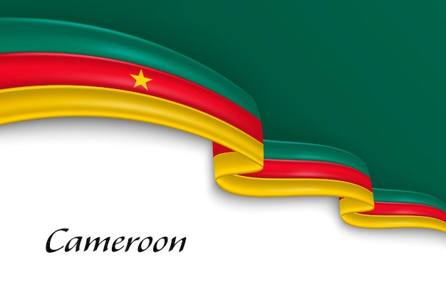 Agitando una cinta con la bandera de Camerún