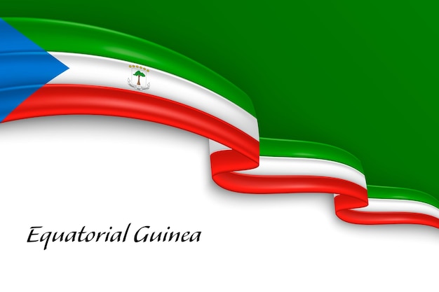 Agitando una cinta con la bandera de Guinea Ecuatorial