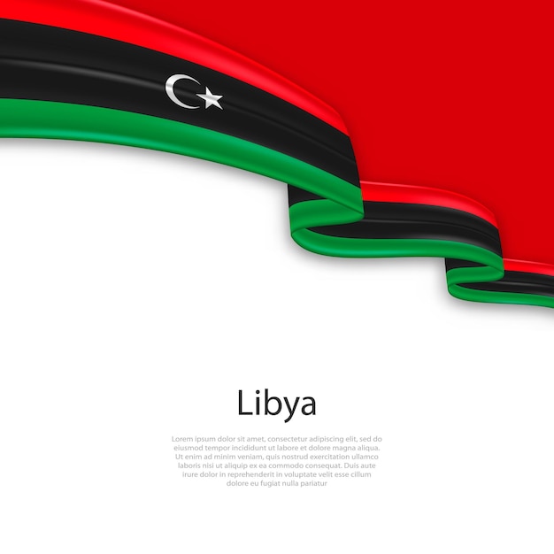 Vector agitando una cinta con la bandera de libia