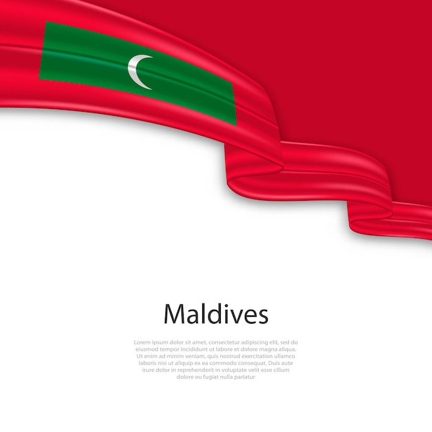 Agitando una cinta con la bandera de las Maldivas