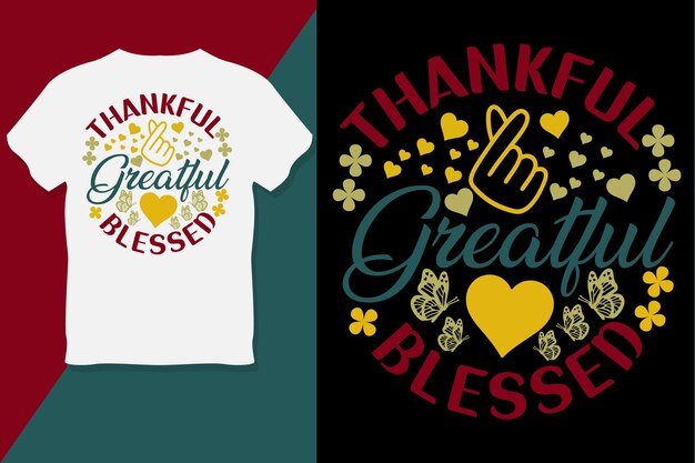 Agradecido Agradecido Bendecido Gracias Dando Diseño de camiseta