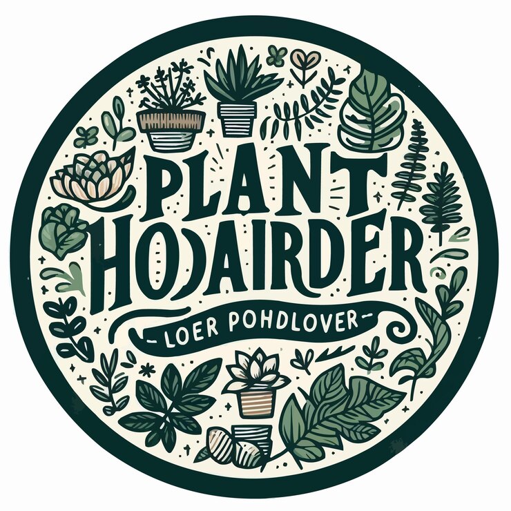 Vector agregador de plantas letras redondas logotipo de insignia hojas ilustración floral plantas divertidas amante de la acumulación col