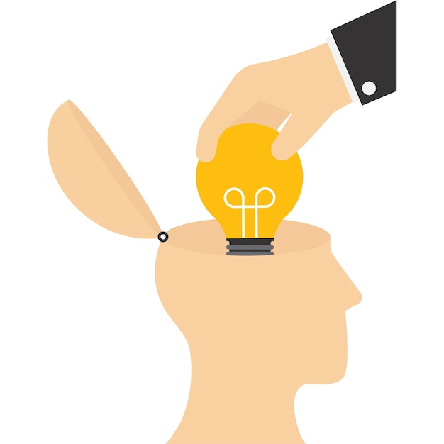 Agregar ideas y creatividad a los empleados Ilustración vectorial en estilo plano