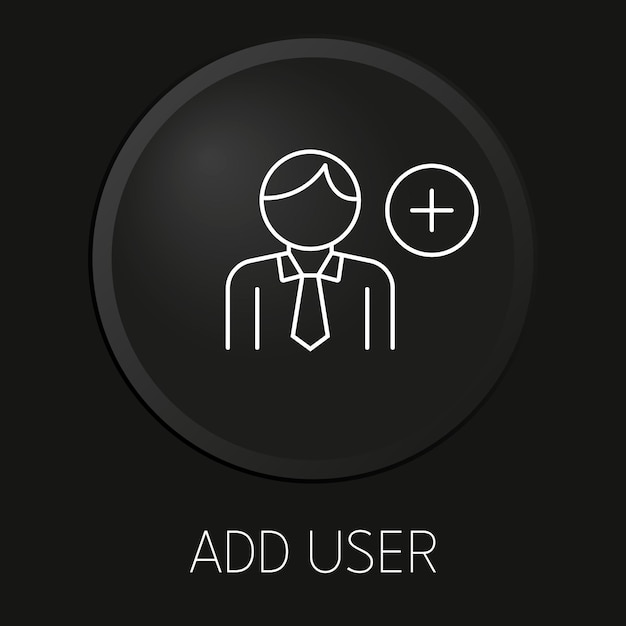 Agregue el icono de línea de vector mínimo de usuario en el botón 3D aislado en fondo negro Premium VectorxA