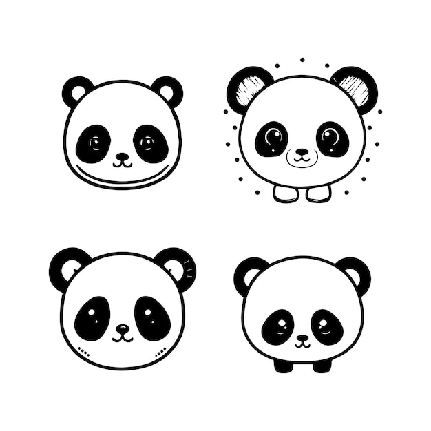 Agregue un poco de poder de panda juguetón a su proyecto con nuestra linda colección de logotipos de cabeza de panda kawaii